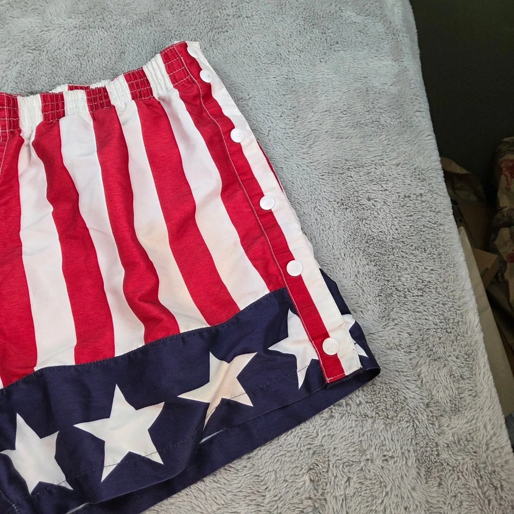Chubbies Snap Side Shorts Mens XXL American Flag Stars Stripes Red White Blue US